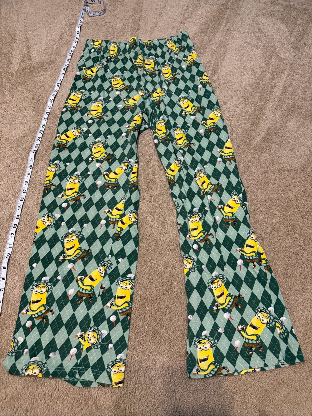 Universal Green Argyle Minions Pajama Pants for Men